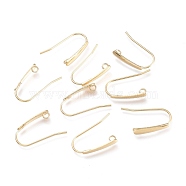 304 Stainless Steel Earring Hooks, with Horizontal Loop, Flat Ear Wire, Real 24K Gold Plated, 18.5x13.5x3.5mm, Hole: 1.5mm, 20 Gauge, Pin: 0.8mm(STAS-K211-02G)