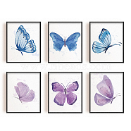 Chemical Fiber Oil Canvas Hanging Painting, Home Wall Decoration Accessories, Butterfly Pattern, 250x200mm, 6 style, 1pc/style, 6pcs/set(AJEW-WH0173-070)