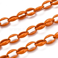Spray Painted Alloy Cable Chains, Cadmium Free & Lead Free, with Spool, Unwelded, Dark Orange, Links: 16x11.5x5.5mm(LCHA-L001-02D)