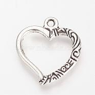 Tibetan Style Alloy Pendants, Hollow Heart, Cadmium Free & Lead Free, Antique Silver, 25.5x22.5x2mm, Hole: 2.5mm, about 70pcs/141g(TIBE-S303-02AS-RS)