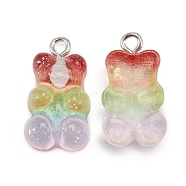 Resin with Gold Foil Pendants, with Iron Finding, Bear, Colorful, 21x11x7mm, Hole: 2mm(RESI-CJC0014-05)