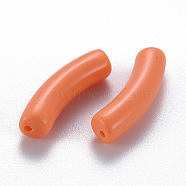 Opaque Acrylic Beads, Curved Tube, Coral, 32x9.5x8mm, Hole: 1.8mm(X-MACR-S372-002B-S025)