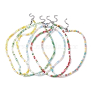 Glass Imitation Pearl Round Beaded Necklace, Mixed Color, 15.55 inch(39.5cm)(NJEW-JN04464)
