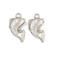 Non-Tarnish 304 Stainless Steel Pendants, Fish Charm, Stainless Steel Color, 17x10.5x3mm, Hole: 1.5mm(STAS-I307-544P)