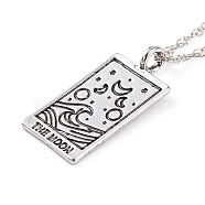 Alloy Pendant Necklaces, with Singapore Chains, Tarot Necklaces, The Moon, 16.14 inch(41cm)(NJEW-I241-02ASP-01)