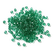 Transparent Glass Beads, Faceted, Bicone, Sea Green, 3.5x3.5x3mm, Hole: 0.8mm, 720pcs/bag. (G22QS-10)