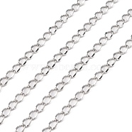 304 Stainless Steel Curb Chains, with Spool, for Necklace Making, Soldered, Stainless Steel Color, 4x2.7x0.5mm, about 164.04 Feet(50m)/roll(CHS-R009-05)