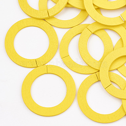 Wood Linking Rings, Dyed, Ring, Yellow, 45x2mm, Inner Diameter: 30mm(WOOD-T010-03C)