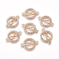 Alloy Links Connectors, with Crystal Rhinestone, Flat Round with Infinity, Golden, 16x23x2.8mm, Hole: 1.8mm(ALRI-TAC0003-03G)