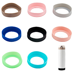 BENECREAT 10Pcs 10 Colors Silicone Cup Bottom Sleeve Covers, Insulated Reusable Cup Boot, Flat Round, Mixed Color, 7.4x1.8cm, Inner Diameter: 4.95cm & 7.1cm, 1pc/color(SIL-BC0001-04)