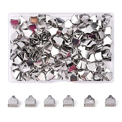 Unicraftale 200Pcs 304 Stainless Steel Folding Crimp Ends, Fold Over Crimp Cord Ends, Stainless Steel Color, 11x11.5x3.5mm, Hole: 6x2.5mm(STAS-UN0037-49)