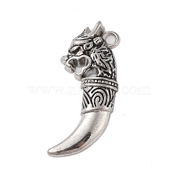 Tibetan Style Alloy Big Pendants, Antique Silver, Wolf Tooth, 51x21x7mm, Hole: 3mm(FIND-Z053-03AS-03)