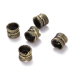 Tibetan Style Brass Beads, Cadmium Free & Lead Free, Column & Leather, Brushed Antique Bronze, 6x5mm, Hole: 2.5mm(X-KK-P214-12BAB)