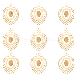 Unicraftale 10Pcs 304 Stainless Steel Filigree Joiners, Teardrop, Real 18K Gold Plated, 42.5x29x0.5mm, Hole: 1.5mm(STAS-UN0058-69)