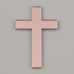 Custom Mirror Acrylic Home Decorations, Cross, Rose Gold, 50x34x1.5~1.8mm(DIY-WH0430-342C-01)