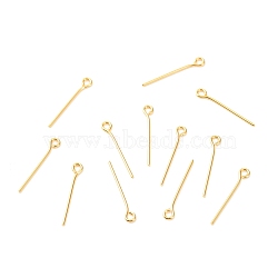 Brass Eye Pins, Real 18K Gold Plated, 19x3x0.7mm, Hole: 1.5mm(KK-F824-113A-G)