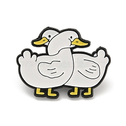 Animal Black Alloy Brooches, Enamel Pins for Backpack Clothes, Duck, 23x30.5mm(JEWB-Z027-02E)