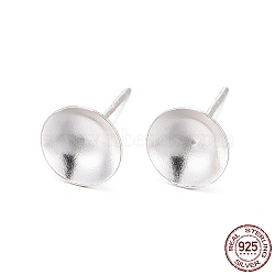925 Sterling Silver Ear Stud Findings, Earring Posts with 925 Stamp, Silver, 13mm, Tray: 8mm, Pin: 0.8mm(STER-K167-043E-S)