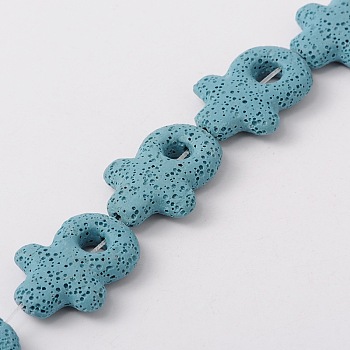 Synthetic Lava Rock Bead Strands, Female Gender Sign, Dyed, Light Blue, 38x34x8mm, Hole: 1mm, about 12pcs/strand, 16.1 inch