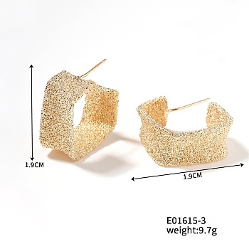 Geometric C-shaped Earrings, Stylish and Versatile, European and American Fashion, Golden, 19x19mm