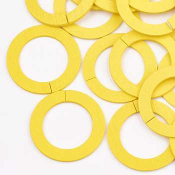 Wood Linking Rings, Dyed, Ring, Yellow, 45x2mm, Inner Diameter: 30mm