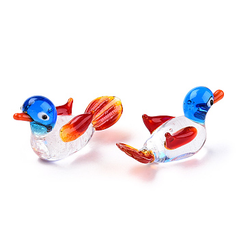 Handmade Lampwork Home Decorations, 3D Duck Ornaments for Gift, Royal Blue, 63~64.5x21~22x31~33.5mm