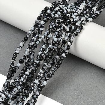 Drawbench & Baking Painted Glass Beads Strands, Round, Black, 4mm, Hole: 1.1~1.3mm, about 200pcs/strand, 31.4 inch