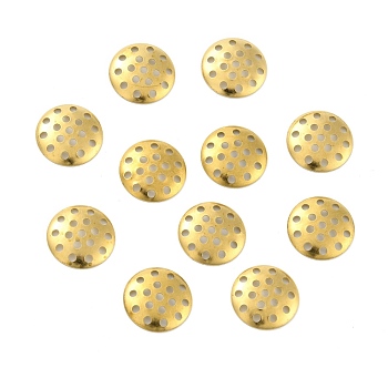 Brass Sieve Findings, Flat Round with Hole, Raw(Unplated), 12x1.5mm