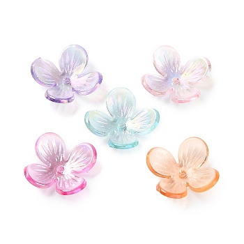 Transparent Acrylic Beads Caps, Flower, Mixed Color, 18.5x16x5mm, Hole: 1.6mm, about 1724pcs/500g