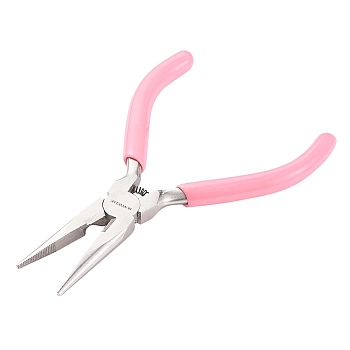 45# Carbon Steel Jewelry Pliers, Chain Nose Pliers, Pink, 12.6x8.2x0.8cm