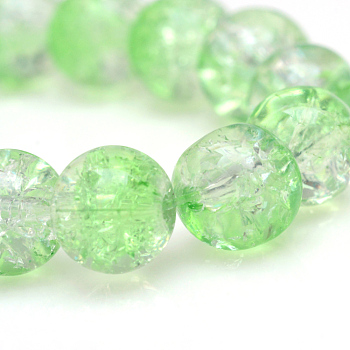 Baking Painted Crackle Glass Beads Strands, Round, Light Green, 10mm, Hole: 1.3~1.6mm, about 80pcs/strand, 31.4 inch