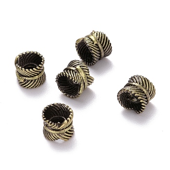 Tibetan Style Brass Beads, Cadmium Free & Lead Free, Column & Leather, Brushed Antique Bronze, 6x5mm, Hole: 2.5mm