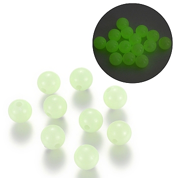 Luminous Acrylic Round Beads, Glow in the Dark, Pale Green, 4mm, Hole: 1.5mm, about 16000pcs/500g