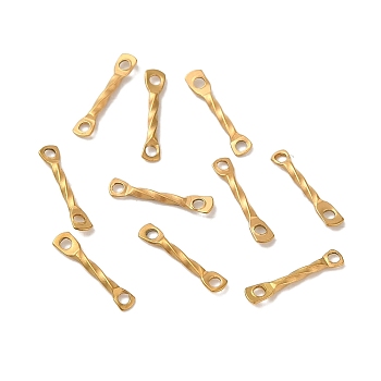 Ion Plating(IP) 304 Stainless Steel Connector Charms, Twisted Bar, Real 18K Gold Plated, 10x2x1mm, Hole: 1mm