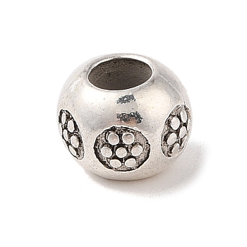 Tibetan Style Alloy European Beads, Lead Free & Cadmium Free, Large Hole Beads, Rondelle, Antique Silver, 9.5x7.5mm, Hole: 4.5mm