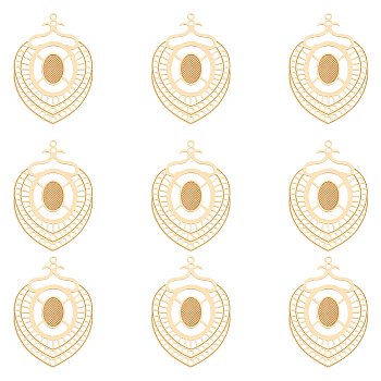 Unicraftale 10Pcs 304 Stainless Steel Filigree Joiners, Teardrop, Real 18K Gold Plated, 42.5x29x0.5mm, Hole: 1.5mm