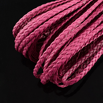 Braided Imitation Leather Cords, Herringbone Bracelet Findings, Medium Violet Red, 5x2mm, about 109.36 yards(100m)/bundle