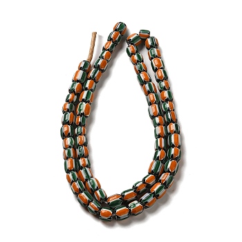 Handmade Nepalese Lampwork Beads, Rondelle, Medium Sea Green, 9~14x4~7mm, Hole: 2mm, about 100~132pcs/strand, 25.59~25.98''(65~66cm)