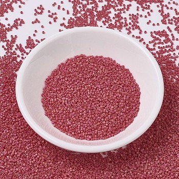 MIYUKI Delica Beads Small, Cylinder, Japanese Seed Beads, 15/0, (DBS0874) Matte Opaque Red AB, 1.1x1.3mm, Hole: 0.7mm, about 3500pcs/10g