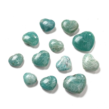 Natural Amazonite Home Heart Love Stones, Pocket Palm Stones for Reiki Balancing, 24.5~41x27.5~49x12~18mm