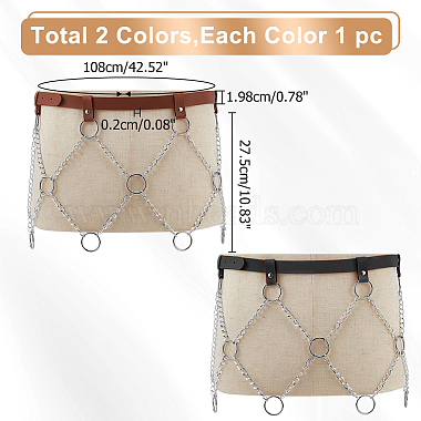 WADORN 2Pcs 2 Colors Imitation Leather Chain Belt(AJEW-WR0002-06)-2