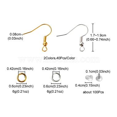 80Pcs 2 Color Iron Earring Hooks(DIY-FS0004-37)-6