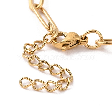 Vacuum Plating 304 Stainless Steel Paperclip Chain Bracelet for Men Women(BJEW-E031-02G-01)-3