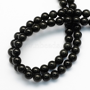 Obsidienne naturelle perles rondes brins(X-G-S156-6mm)-2