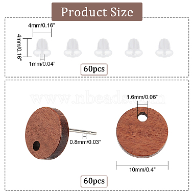 60Pcs Walnut Wood Stud Earring Findings(MAK-NB0001-12)-2