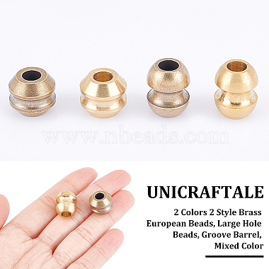 4Pcs 2 Colors 2 Style Brass European Beads(KK-UN0001-85)-5