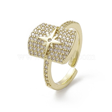 Clear Rectangle Brass+Cubic Zirconia Finger Rings