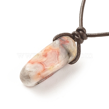 Natural Agate Nugget Pendant Necklace with Cowhide Leather Cord(NJEW-JN03882-04)-5