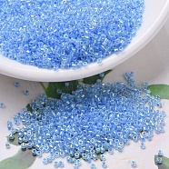 MIYUKI Delica Beads, Cylinder, Japanese Seed Beads, 11/0, (DB0076) Light Blue Lined Crystal AB, 1.3x1.6mm, Hole: 0.8mm, about 10000pcs/bag, 50g/bag(SEED-X0054-DB0076)