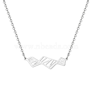 Hollow Trapezoid Stainless Steel Pendant Necklaces for Women, Stainless Steel Color, 17.72 inch(45cm)(TK1398-2)